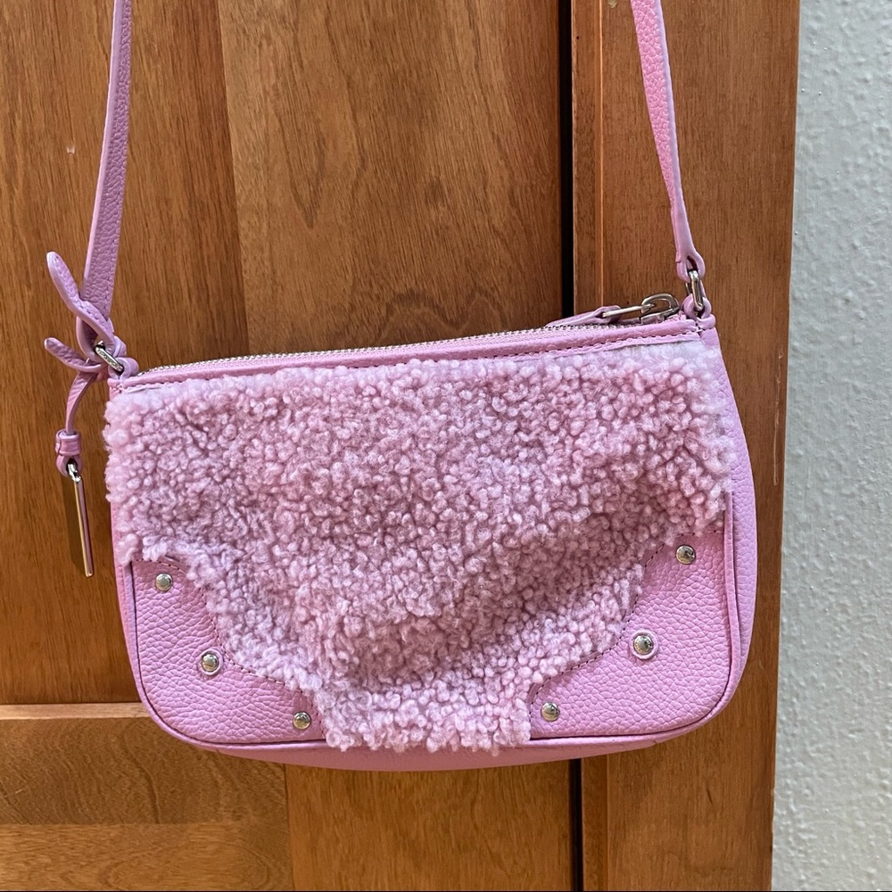 Coach Rhyder Marshmallow Pink Leather & Shearling Cross Body Bag